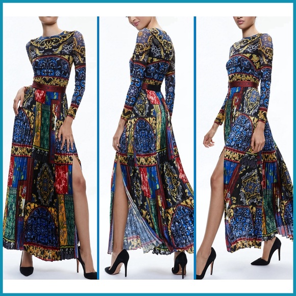 Alice + Olivia Ivey Multicolored Pleated Skirt Maxi Dress - Picture 5 of 15